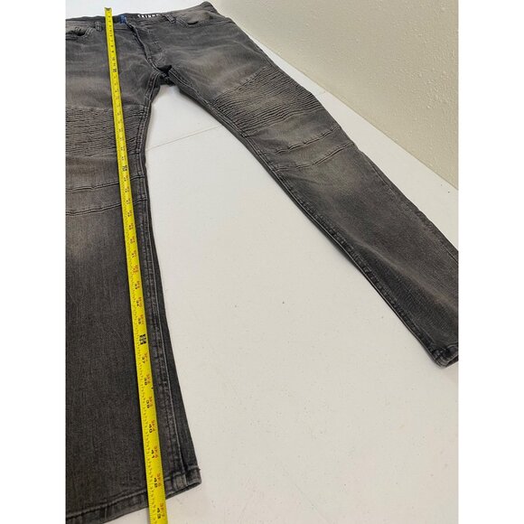 H&M Divided Skinny Jeans Mens 36 Gray Washed Biker Moto Ribbed Stretch Denim - Picture 9 of 13